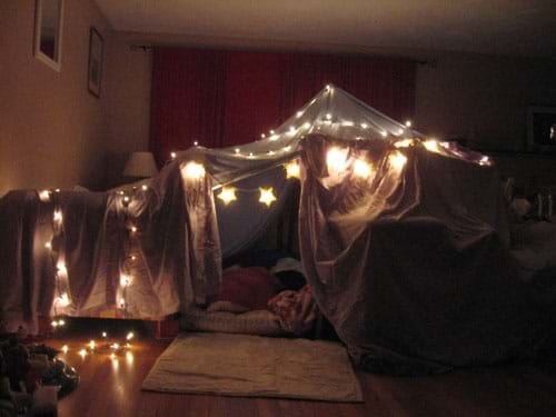 At night pillow fort as a family activity