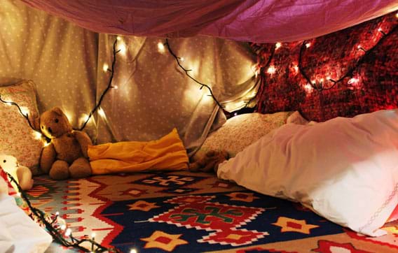 Inside the Pillow fort as a great family activity