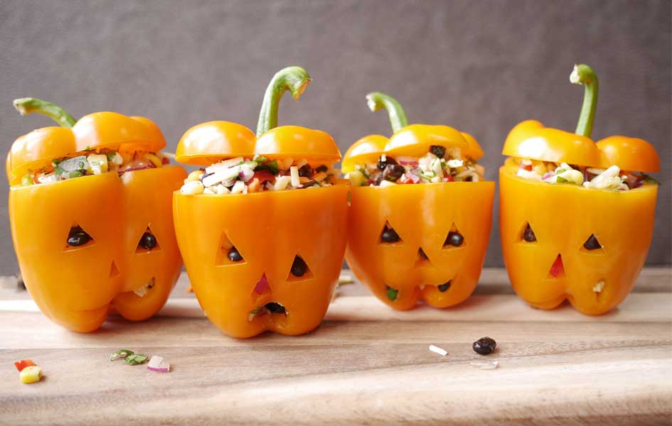 Poivrons citrouilles pour un souper halloween